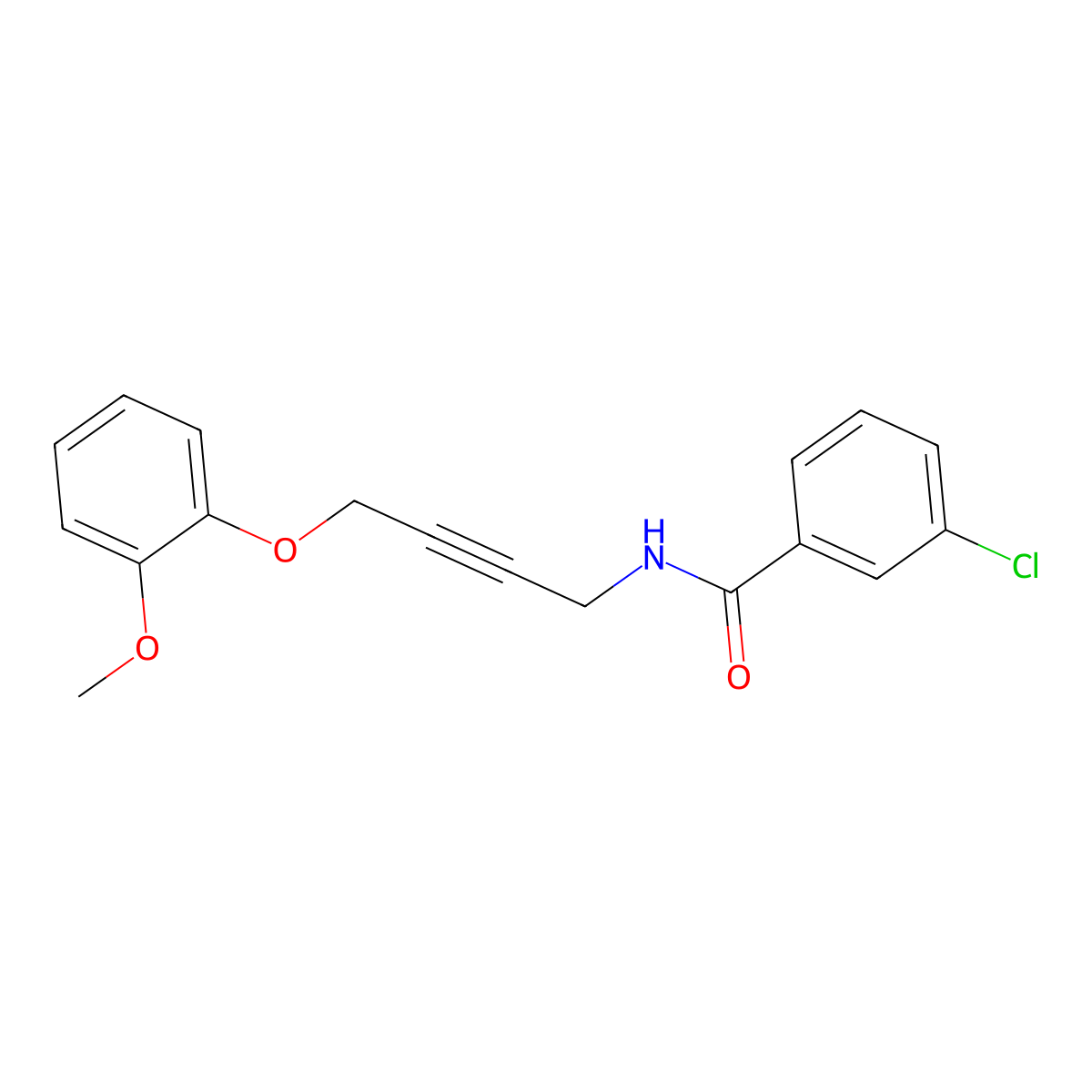 3-Chloro-N-[4-(2-methoxyphenoxy)but-2-YN-1-YL]benzamide molecular structure, CAS 1421466-17-2