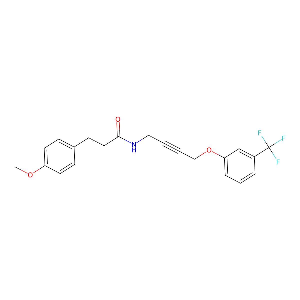 3-(4-Methoxyphenyl)-N-{4-[3-(trifluoromethyl)phenoxy]but-2-YN-1-YL}propanamide molecular structure, CAS 1421466-31-0