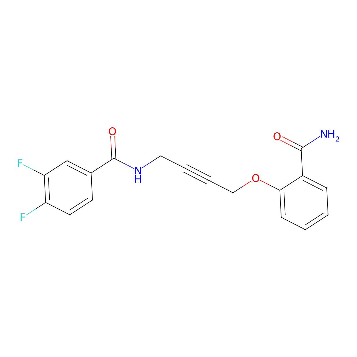 N-[4-(2-Carbamoylphenoxy)but-2-YN-1-YL]-3,4-difluorobenzamide molecular structure, CAS 1421466-43-4