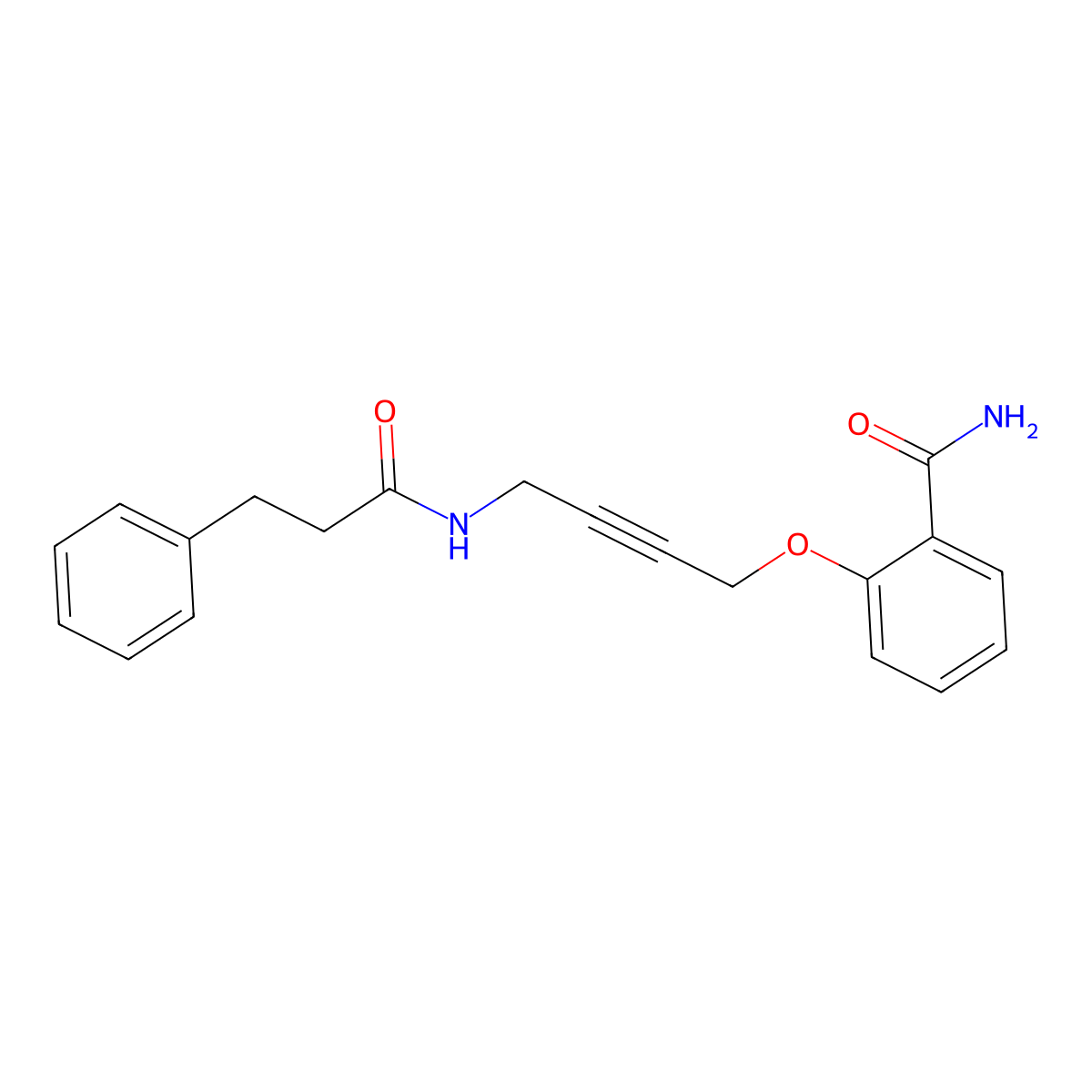 2-((4-(3-Phenylpropanamido)but-2-yn-1-yl)oxy)benzamide molecular structure, CAS 1421466-52-5