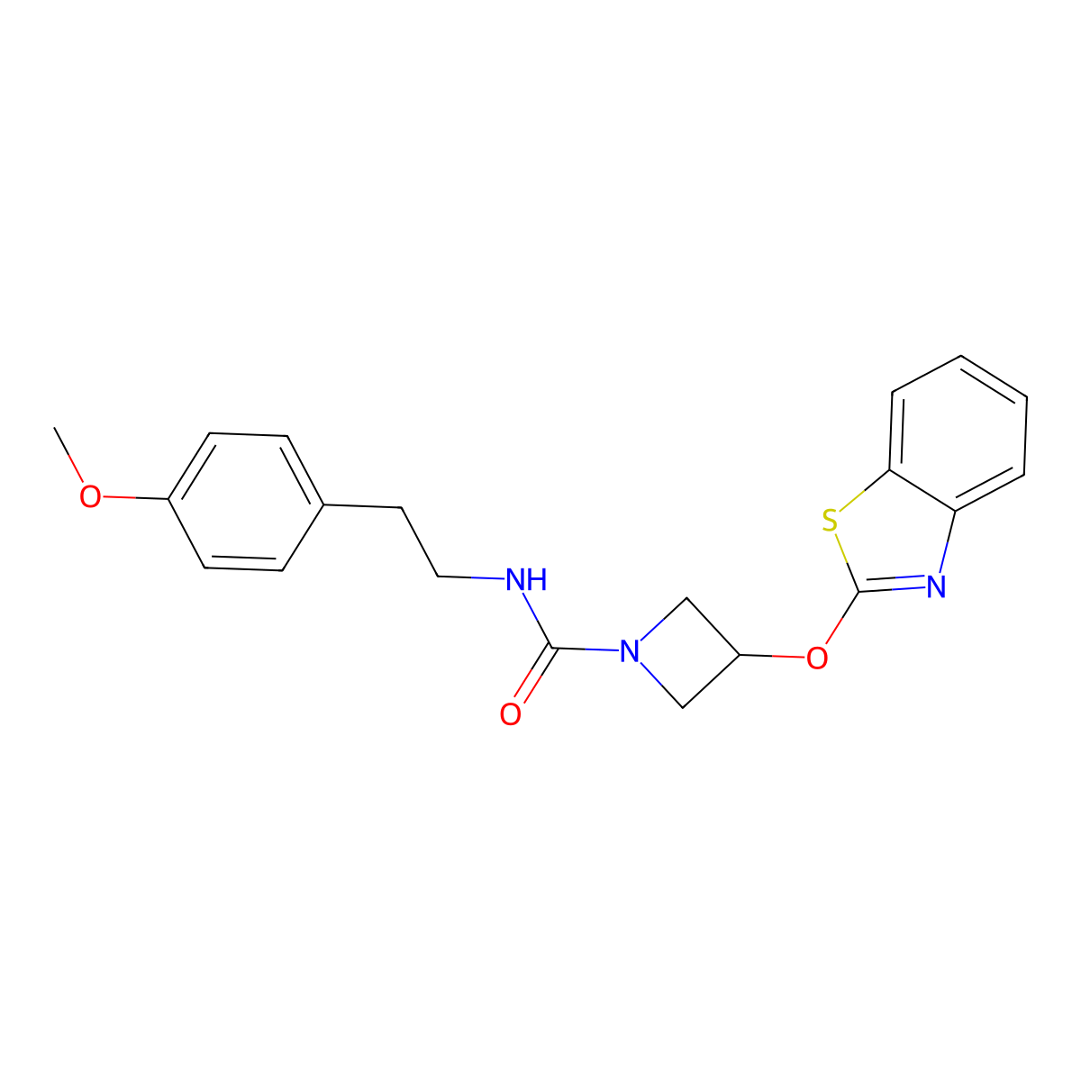3-(benzo[d]thiazol-2-yloxy)-N-(4-methoxyphenethyl)azetidine-1-carboxamide molecular structure, CAS 1421466-55-8