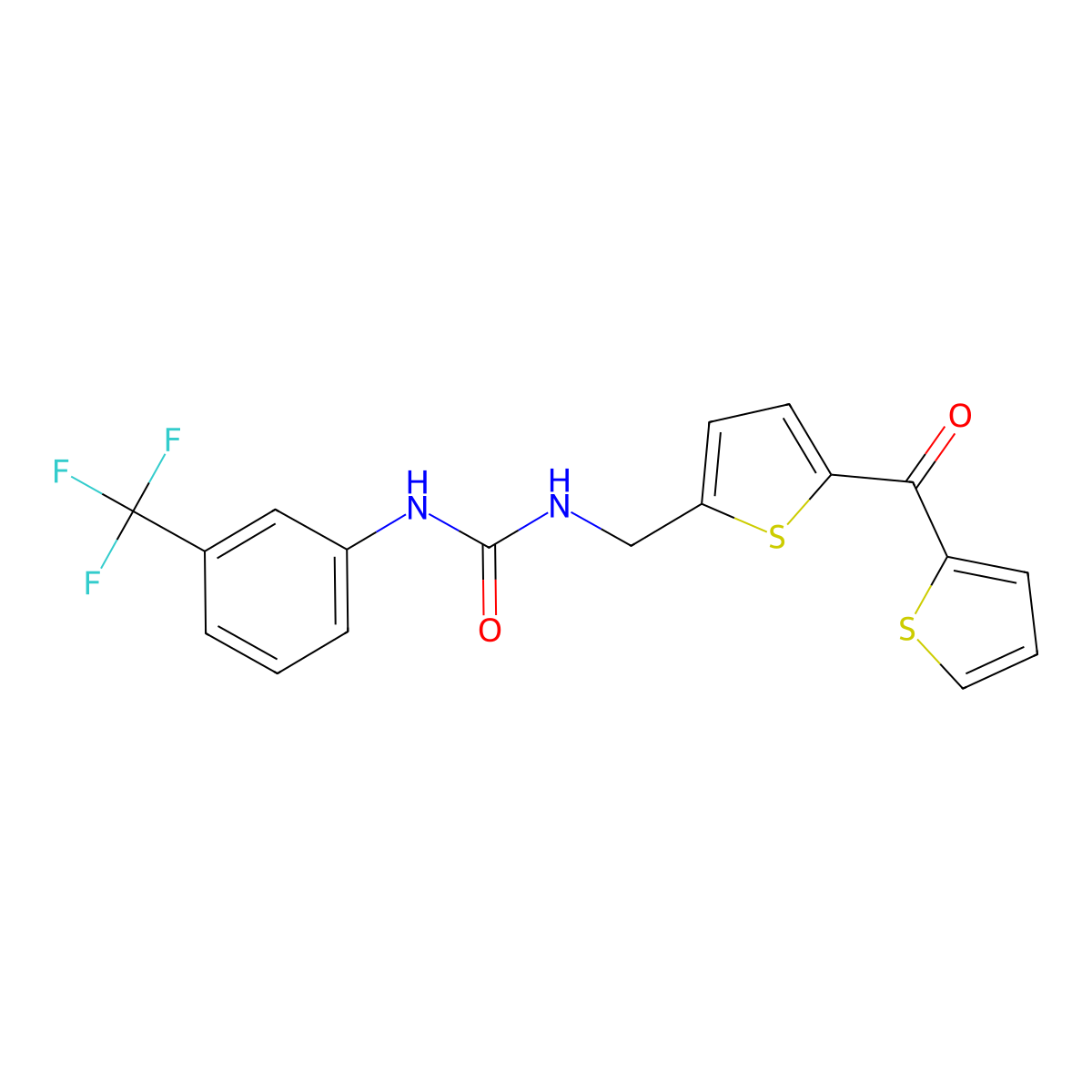 1-((5-(Thiophene-2-carbonyl)thiophen-2-yl)methyl)-3-(3-(trifluoromethyl)phenyl)urea molecular structure, CAS 1421466-67-2