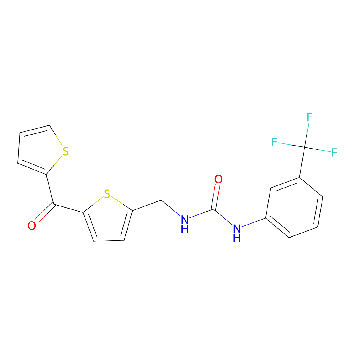 1-((5-(Thiophene-2-carbonyl)thiophen-2-yl)methyl)-3-(3-(trifluoromethyl)phenyl)urea molecular structure, CAS 1421466-67-2