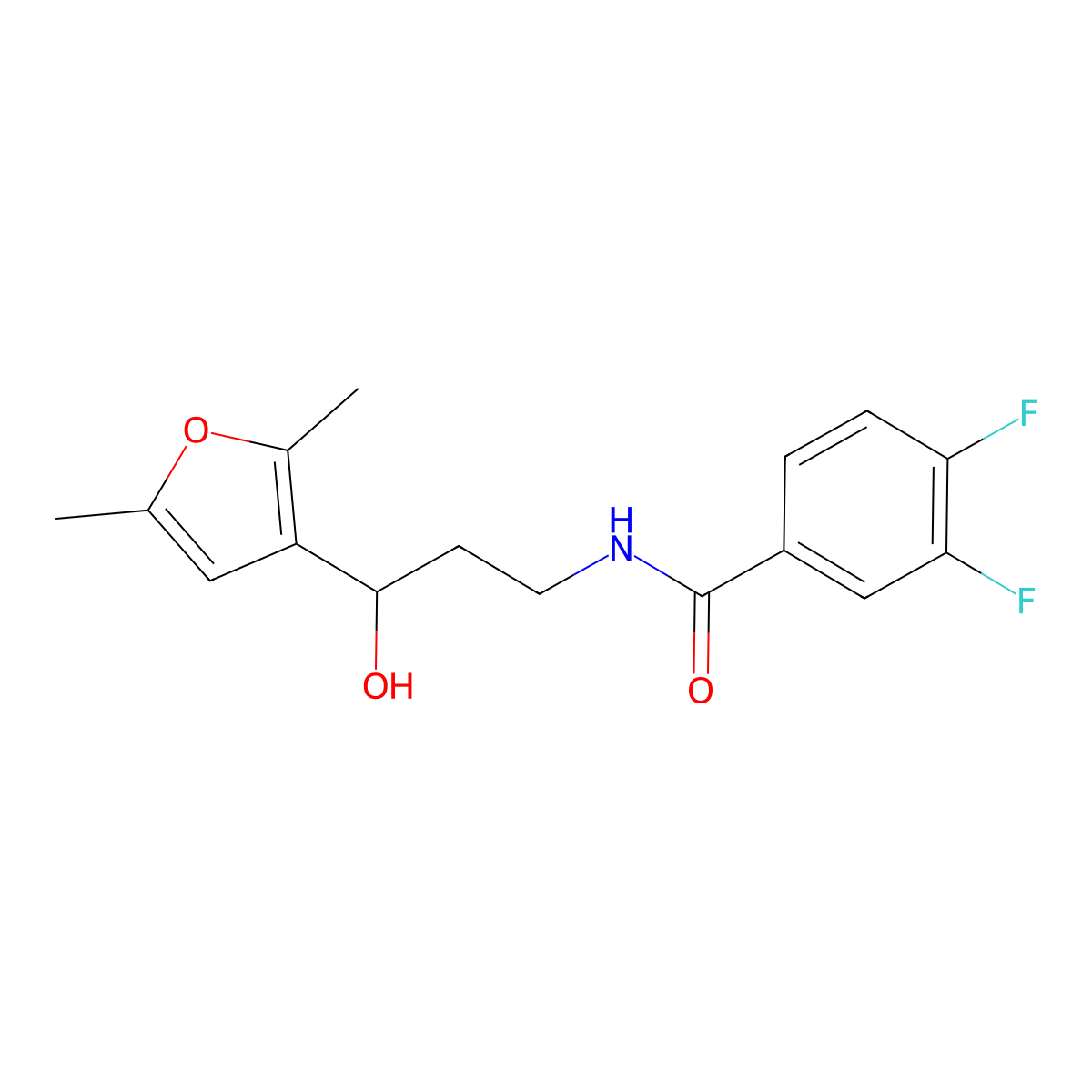 N-[3-(2,5-Dimethylfuran-3-YL)-3-hydroxypropyl]-3,4-difluorobenzamide molecular structure, CAS 1421466-69-4