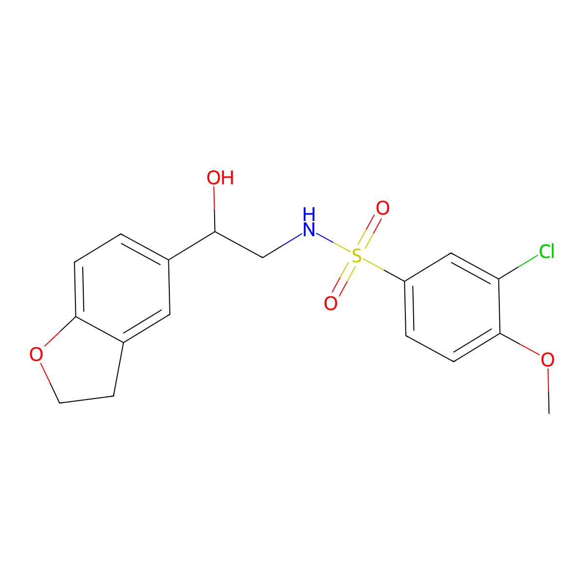 3-chloro-N-(2-(2,3-dihydrobenzofuran-5-yl)-2-hydroxyethyl)-4-methoxybenzenesulfonamide molecular structure, CAS 1421466-84-3