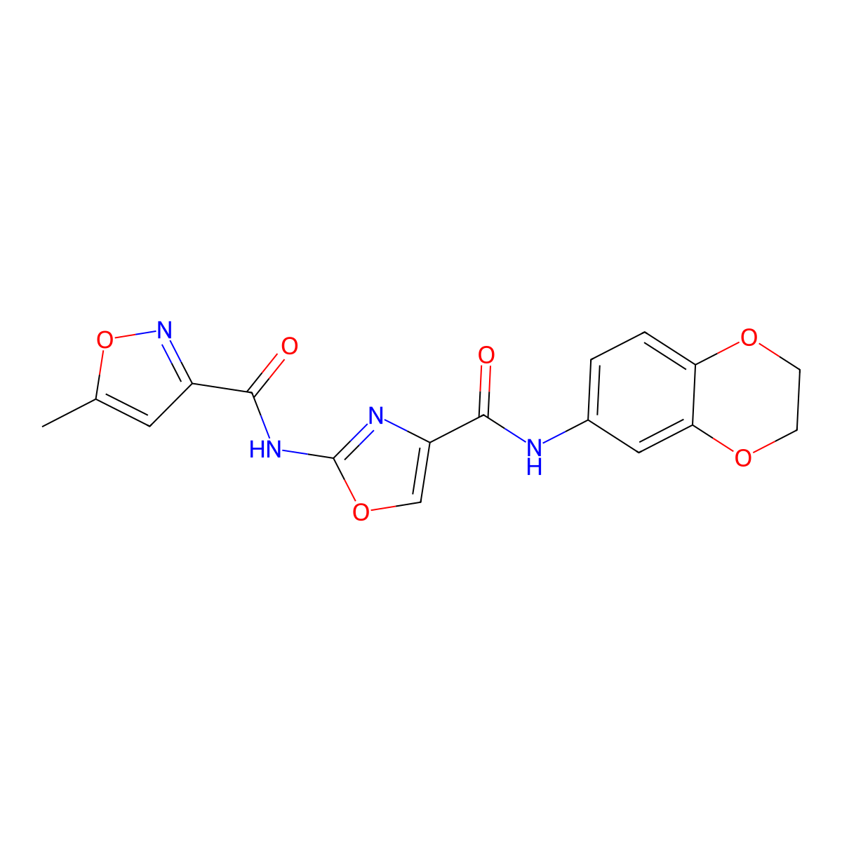 N-(4-((2,3-dihydrobenzo[b][1,4]dioxin-6-yl)carbamoyl)oxazol-2-yl)-5-methylisoxazole-3-carboxamide molecular structure, CAS 1421466-87-6