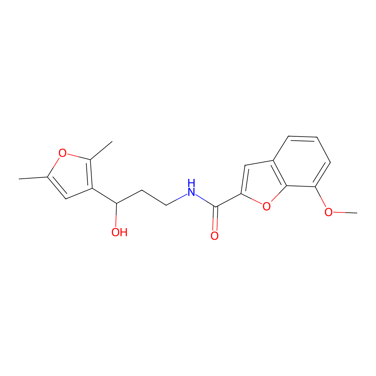 N-(3-(2,5-dimethylfuran-3-yl)-3-hydroxypropyl)-7-methoxybenzofuran-2-carboxamide molecular structure, CAS 1421466-91-2