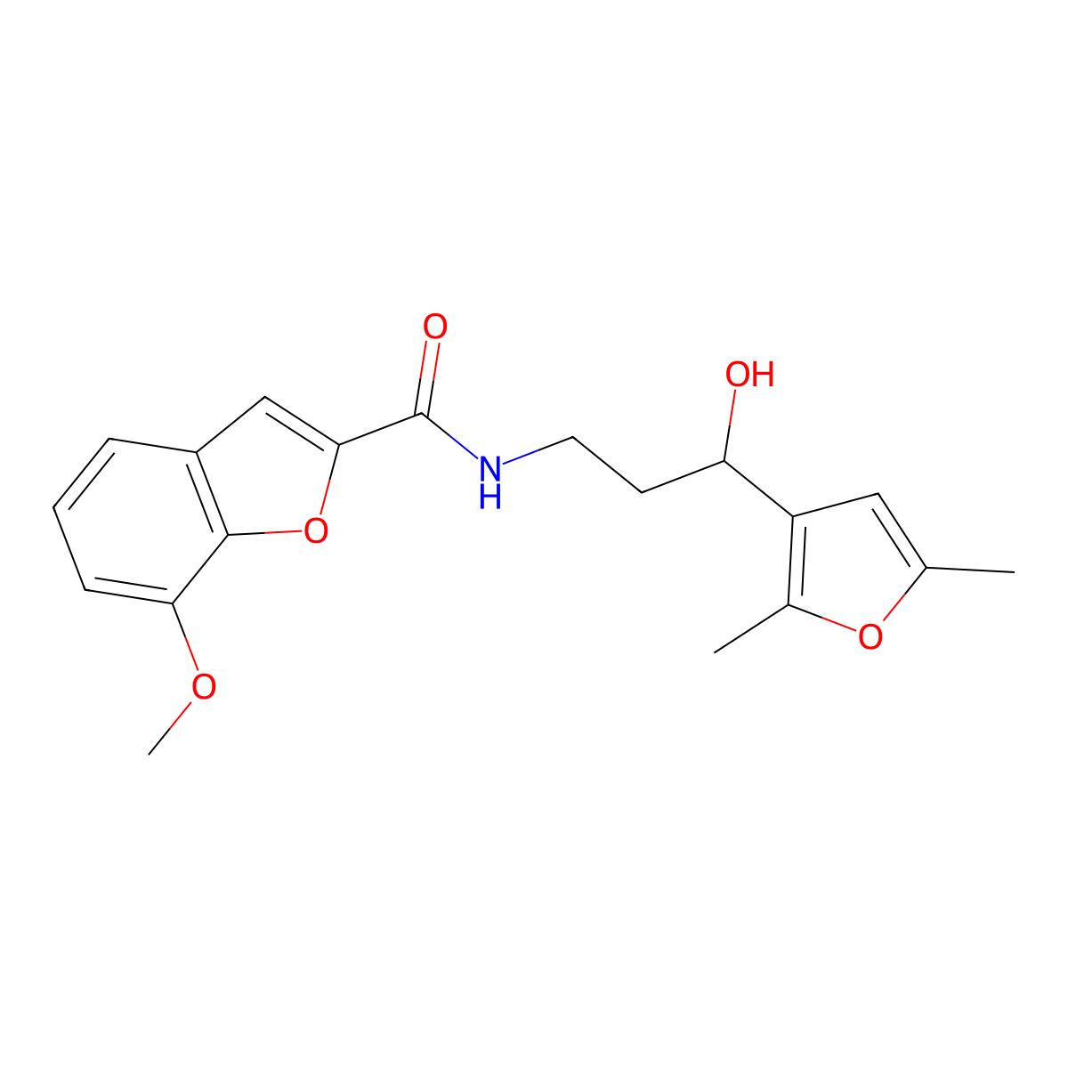 N-(3-(2,5-dimethylfuran-3-yl)-3-hydroxypropyl)-7-methoxybenzofuran-2-carboxamide molecular structure, CAS 1421466-91-2