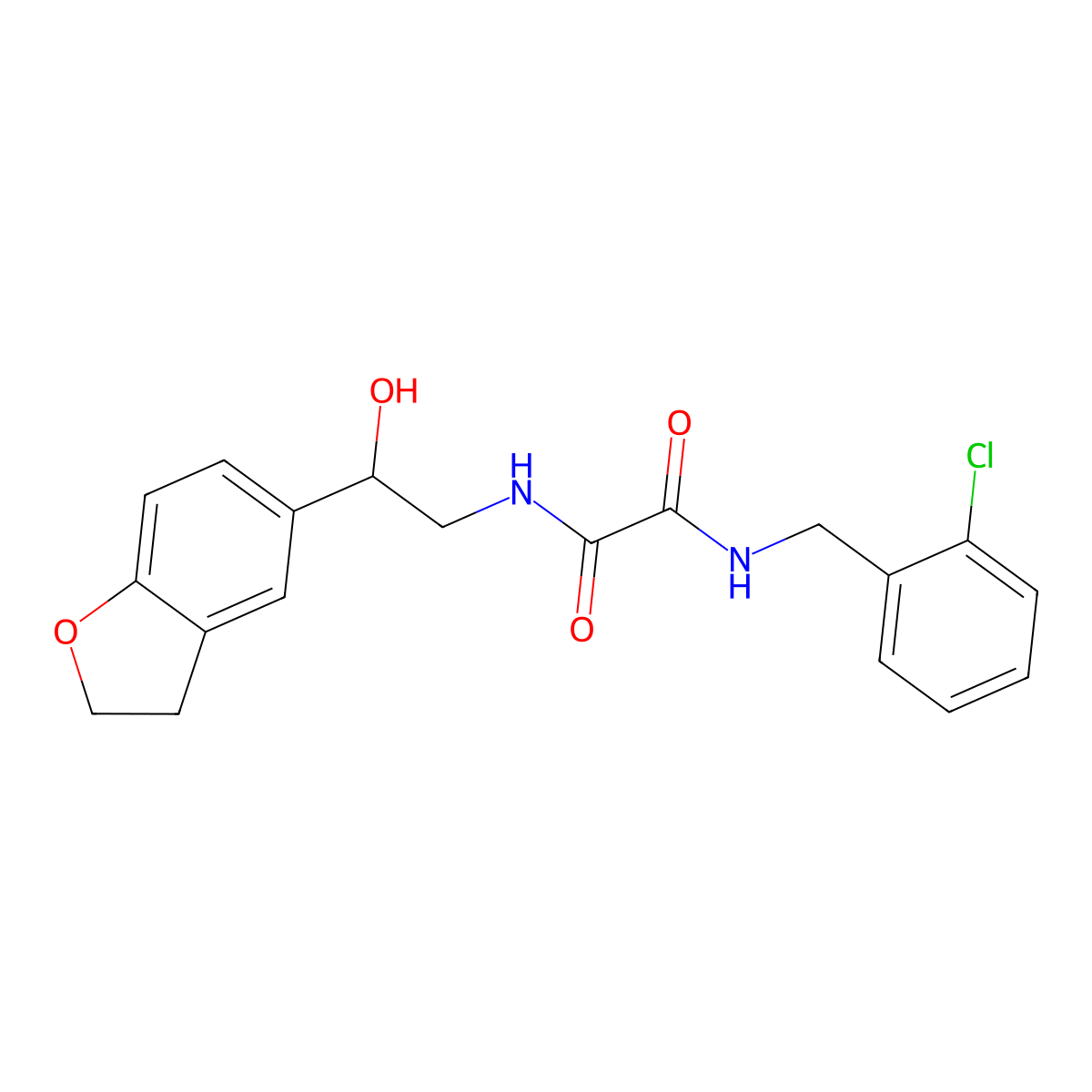 N1-(2-chlorobenzyl)-N2-(2-(2,3-dihydrobenzofuran-5-yl)-2-hydroxyethyl)oxalamide molecular structure, CAS 1421466-93-4