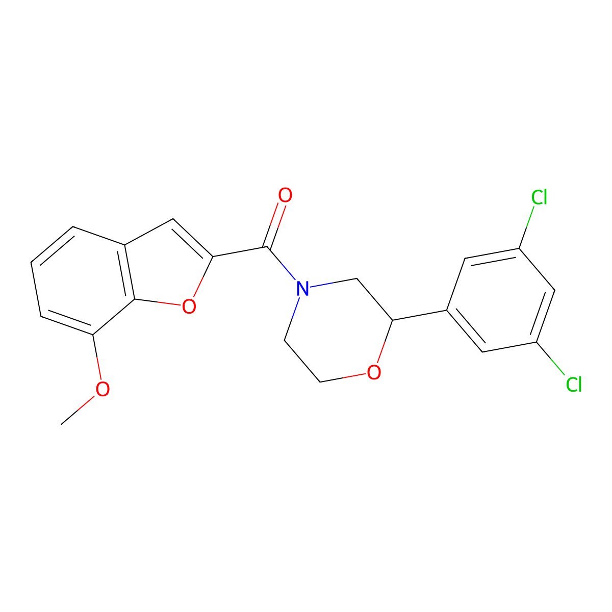 2-(3,5-Dichlorophenyl)-4-(7-methoxy-1-benzofuran-2-carbonyl)morpholine molecular structure, CAS 1421467-19-7