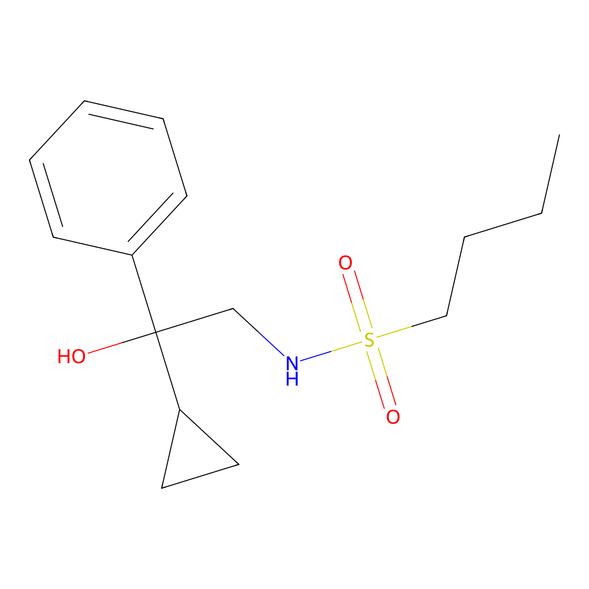 N-(2-cyclopropyl-2-hydroxy-2-phenylethyl)butane-1-sulfonamide molecular structure, CAS 1421467-20-0