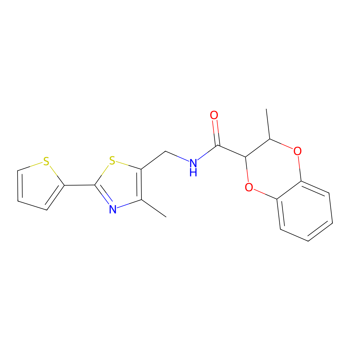 3-methyl-N-((4-methyl-2-(thiophen-2-yl)thiazol-5-yl)methyl)-2,3-dihydrobenzo[b][1,4]dioxine-2-carboxamide molecular structure, CAS 1421467-28-8
