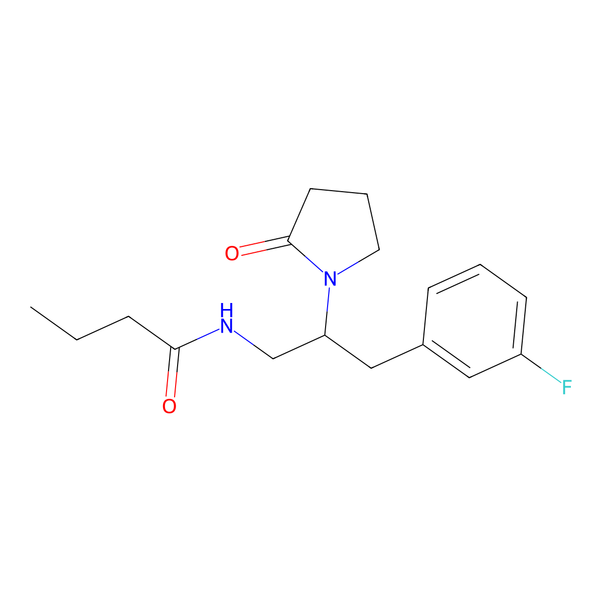 N-(3-(3-fluorophenyl)-2-(2-oxopyrrolidin-1-yl)propyl)butyramide molecular structure, CAS 1421467-35-7