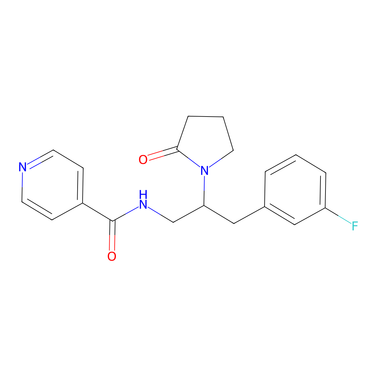 N-(3-(3-fluorophenyl)-2-(2-oxopyrrolidin-1-yl)propyl)isonicotinamide molecular structure, CAS 1421467-52-8