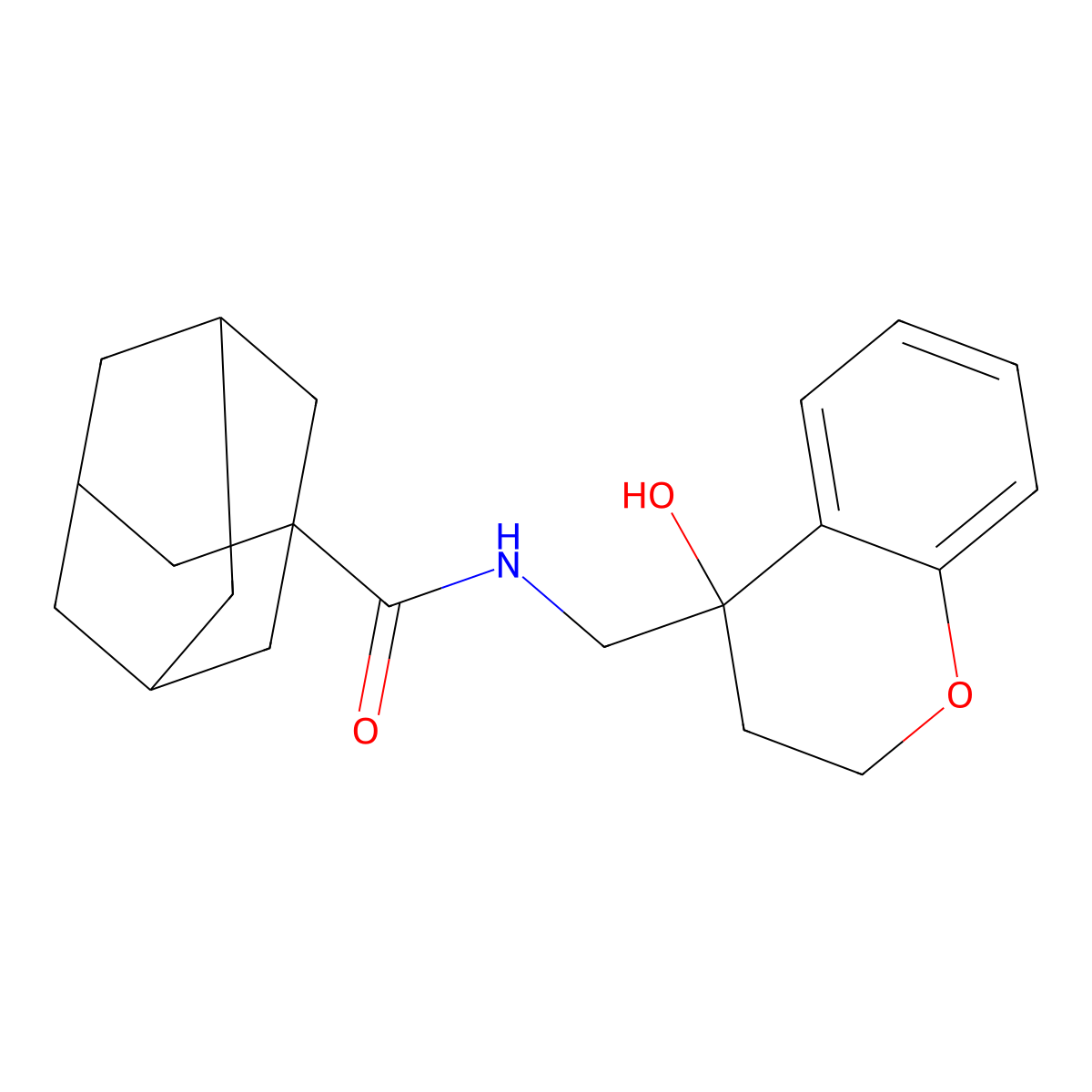 (3r,5r,7r)-N-((4-hydroxychroman-4-yl)methyl)adamantane-1-carboxamide molecular structure, CAS 1421467-68-6