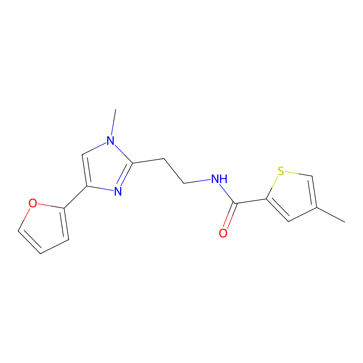 N-{2-[4-(furan-2-yl)-1-methyl-1H-imidazol-2-yl]ethyl}-4-methylthiophene-2-carboxamide molecular structure, CAS 1421467-89-1