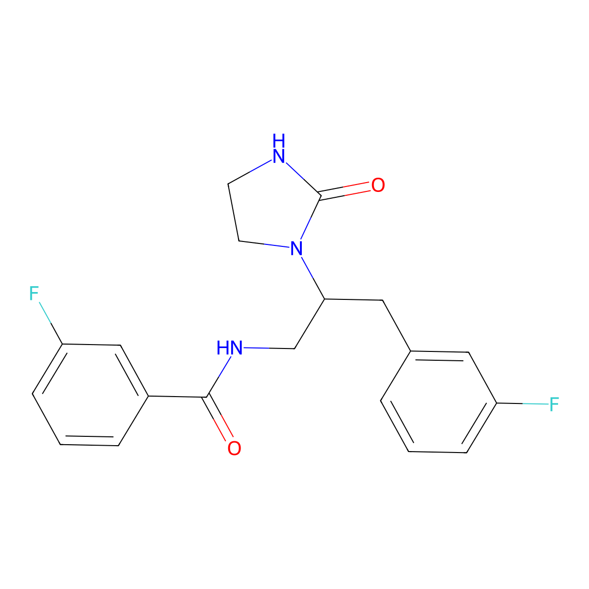 3-Fluoro-N-[3-(3-fluorophenyl)-2-(2-oxoimidazolidin-1-YL)propyl]benzamide molecular structure, CAS 1421468-05-4