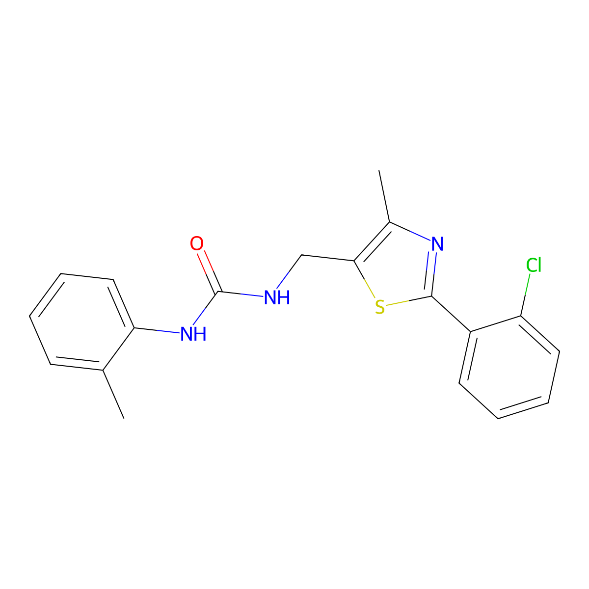 1-((2-(2-Chlorophenyl)-4-methylthiazol-5-yl)methyl)-3-(o-tolyl)urea molecular structure, CAS 1421468-11-2