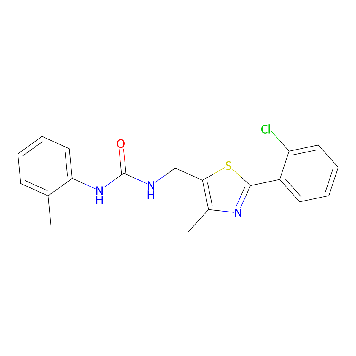 1-((2-(2-Chlorophenyl)-4-methylthiazol-5-yl)methyl)-3-(o-tolyl)urea molecular structure, CAS 1421468-11-2