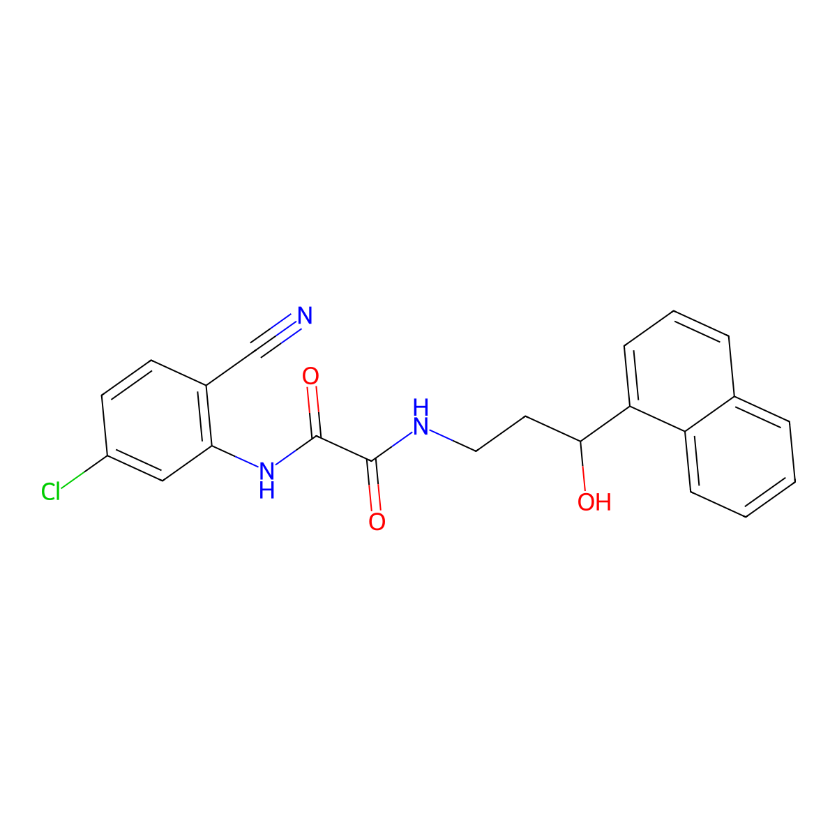 N1-(5-chloro-2-cyanophenyl)-N2-(3-hydroxy-3-(naphthalen-1-yl)propyl)oxalamide molecular structure, CAS 1421468-12-3