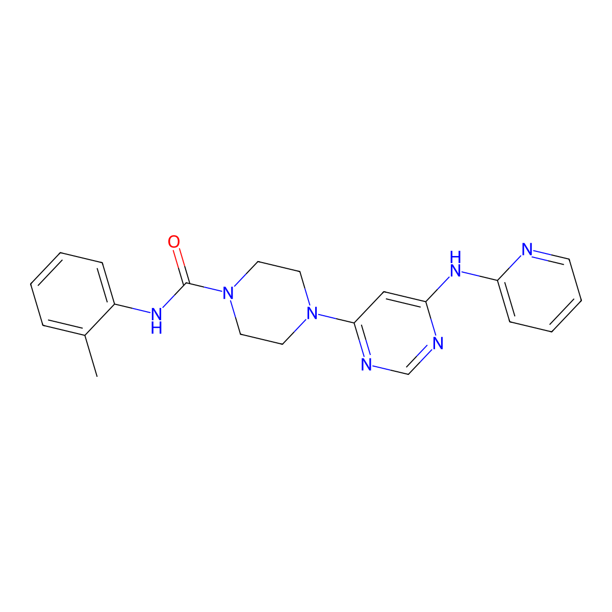 4-(6-(pyridin-2-ylamino)pyrimidin-4-yl)-N-(o-tolyl)piperazine-1-carboxamide molecular structure, CAS 1421468-21-4