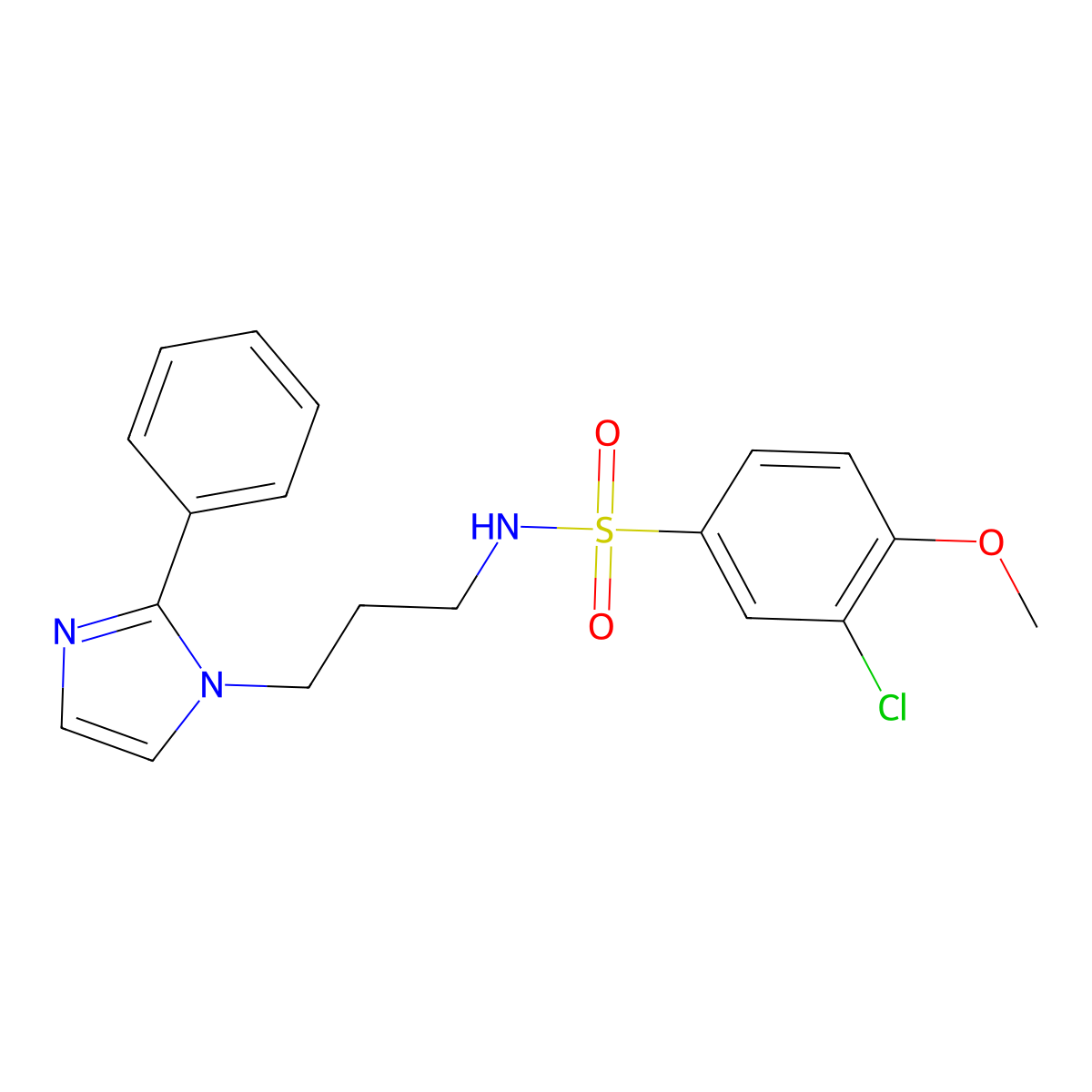 3-chloro-4-methoxy-N-(3-(2-phenyl-1H-imidazol-1-yl)propyl)benzenesulfonamide molecular structure, CAS 1421468-26-9