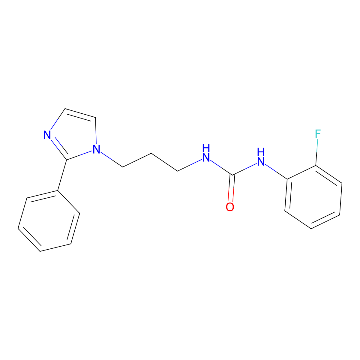 1-(2-fluorophenyl)-3-(3-(2-phenyl-1H-imidazol-1-yl)propyl)urea molecular structure, CAS 1421468-31-6