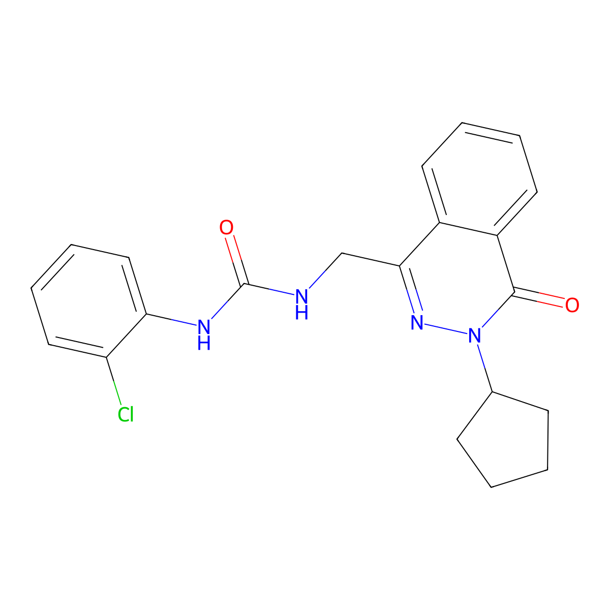 1-(2-Chlorophenyl)-3-[(3-cyclopentyl-4-oxo-3,4-dihydrophthalazin-1-yl)methyl]urea molecular structure, CAS 1421468-33-8