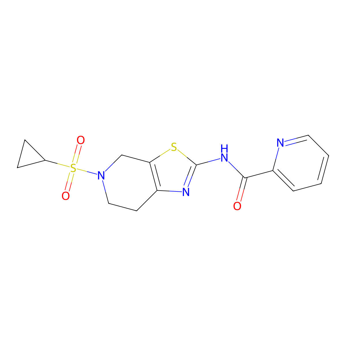 N-(5-(cyclopropylsulfonyl)-4,5,6,7-tetrahydrothiazolo[5,4-c]pyridin-2-yl)picolinamide molecular structure, CAS 1421468-35-0