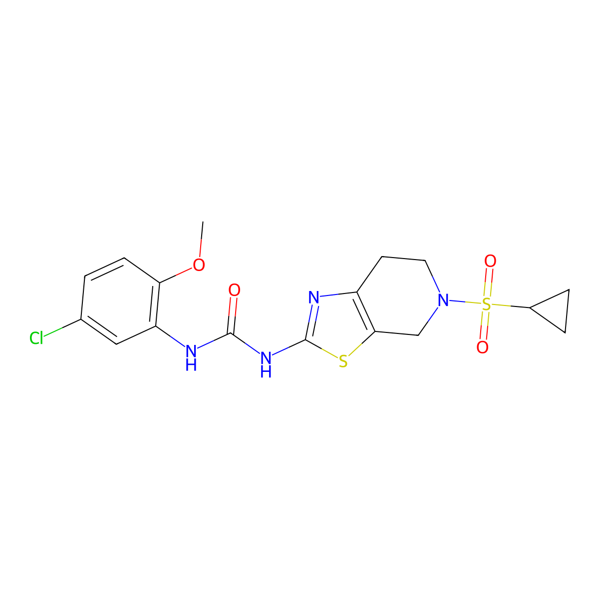 1-(5-Chloro-2-methoxyphenyl)-3-(5-(cyclopropylsulfonyl)-4,5,6,7-tetrahydrothiazolo[5,4-c]pyridin-2-yl)urea molecular structure, CAS 1421468-43-0
