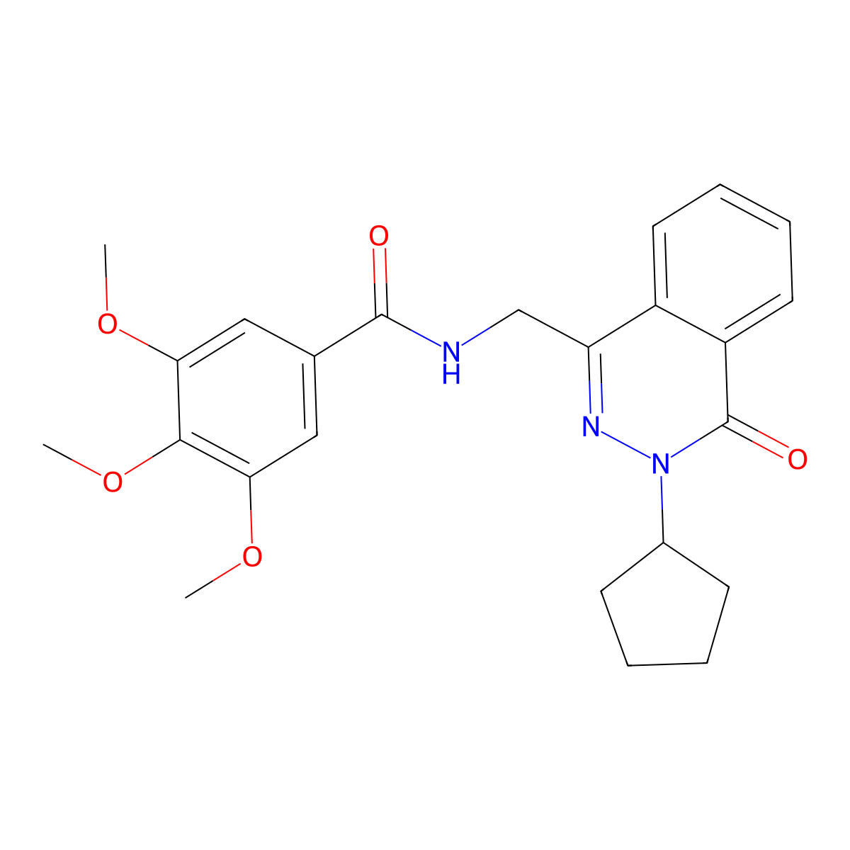 N-((3-cyclopentyl-4-oxo-3,4-dihydrophthalazin-1-yl)methyl)-3,4,5-trimethoxybenzamide molecular structure, CAS 1421468-44-1
