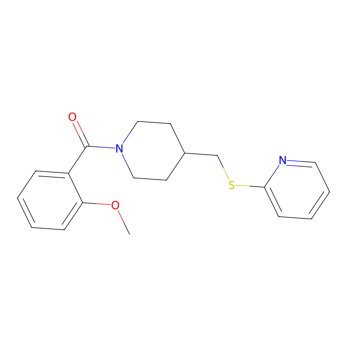 (2-Methoxyphenyl)(4-((pyridin-2-ylthio)methyl)piperidin-1-yl)methanone molecular structure, CAS 1421468-46-3