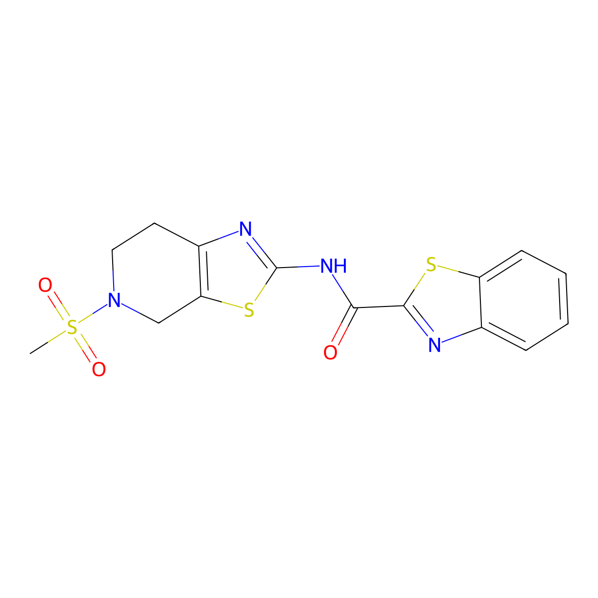 N-(5-(methylsulfonyl)-4,5,6,7-tetrahydrothiazolo[5,4-c]pyridin-2-yl)benzo[d]thiazole-2-carboxamide molecular structure, CAS 1421468-47-4