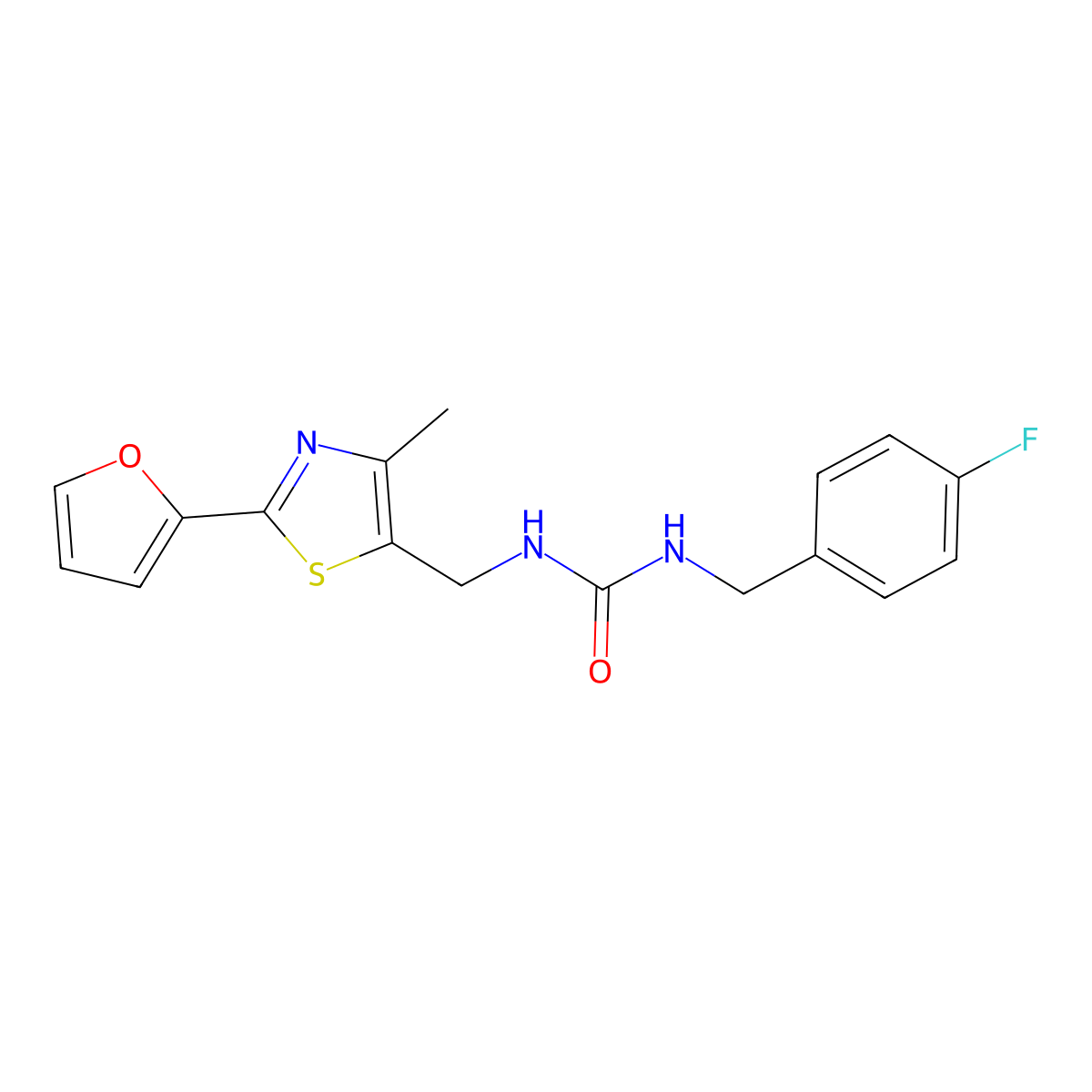 1-(4-Fluorobenzyl)-3-((2-(furan-2-yl)-4-methylthiazol-5-yl)methyl)urea molecular structure, CAS 1421468-49-6