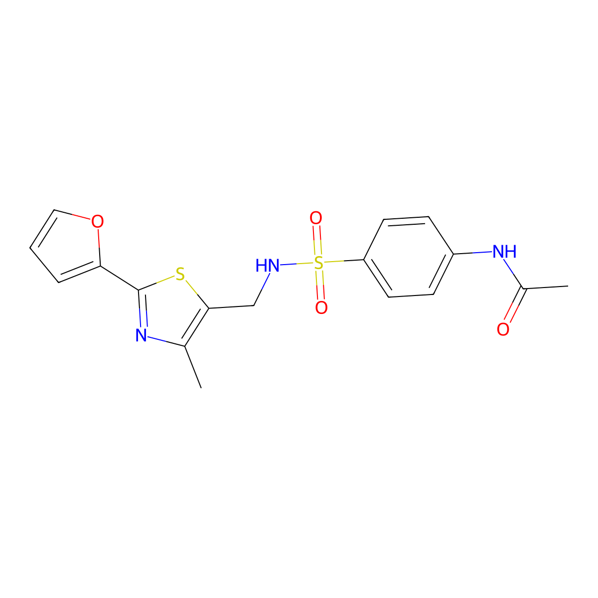 N-(4-(N-((2-(furan-2-yl)-4-methylthiazol-5-yl)methyl)sulfamoyl)phenyl)acetamide molecular structure, CAS 1421468-59-8