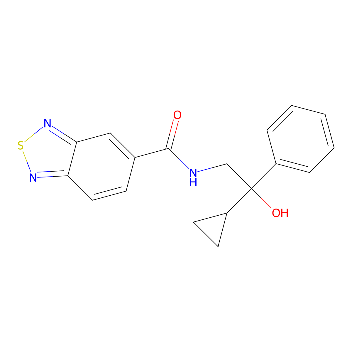 N-(2-Cyclopropyl-2-hydroxy-2-phenylethyl)-2,1,3-benzothiadiazole-5-carboxamide molecular structure, CAS 1421468-93-0