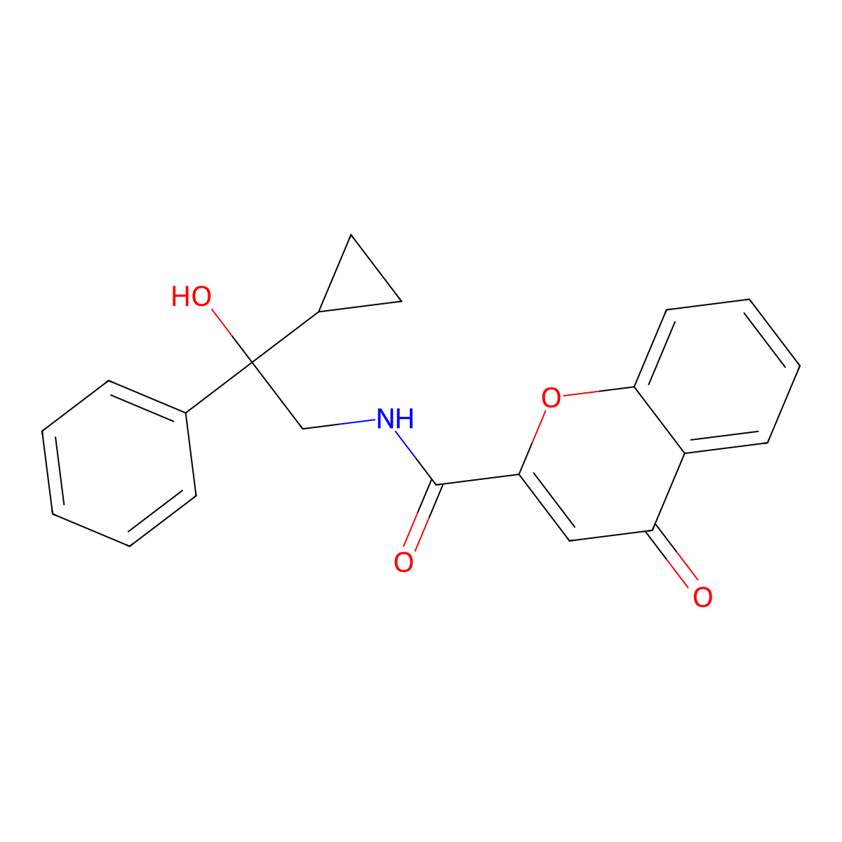 N-(2-cyclopropyl-2-hydroxy-2-phenylethyl)-4-oxo-4H-chromene-2-carboxamide molecular structure, CAS 1421469-10-4