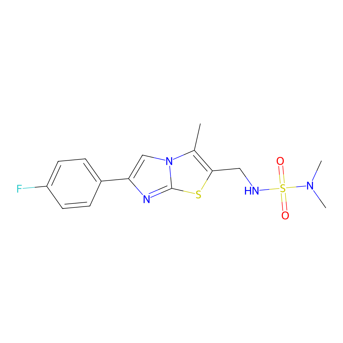 2-[(Dimethylsulfamoylamino)methyl]-6-(4-fluorophenyl)-3-methylimidazo[2,1-b][1,3]thiazole molecular structure, CAS 1421469-13-7