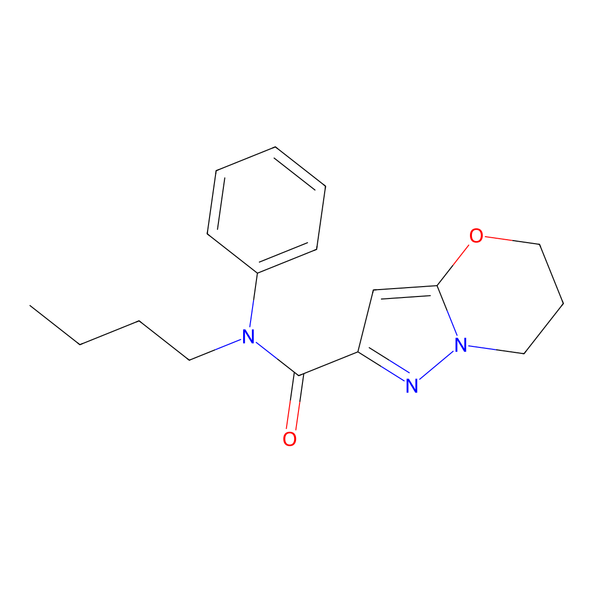 N-butyl-N-phenyl-6,7-dihydro-5H-pyrazolo[5,1-b][1,3]oxazine-2-carboxamide molecular structure, CAS 1421469-21-7