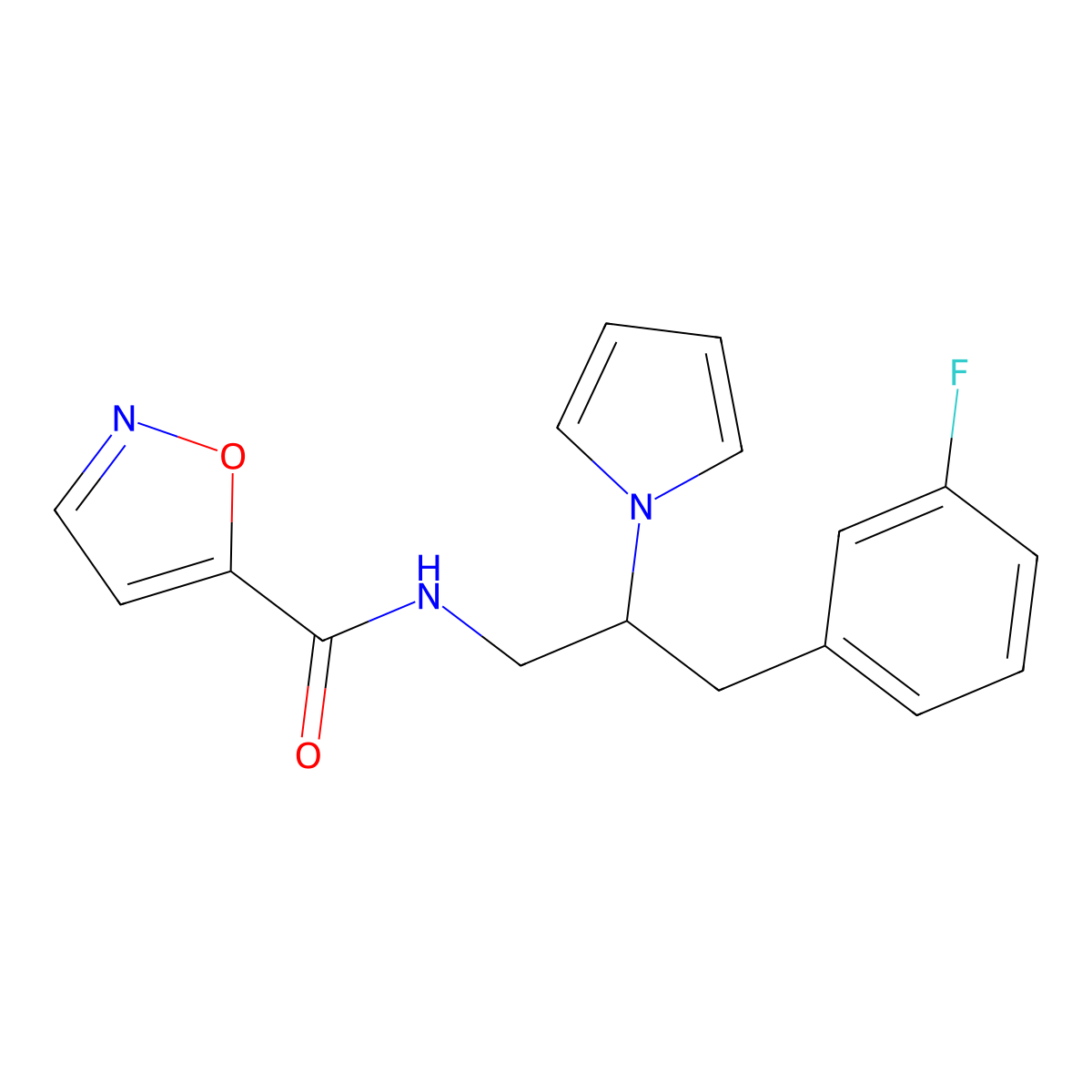 N-(3-(3-fluorophenyl)-2-(1H-pyrrol-1-yl)propyl)isoxazole-5-carboxamide molecular structure, CAS 1421469-24-0