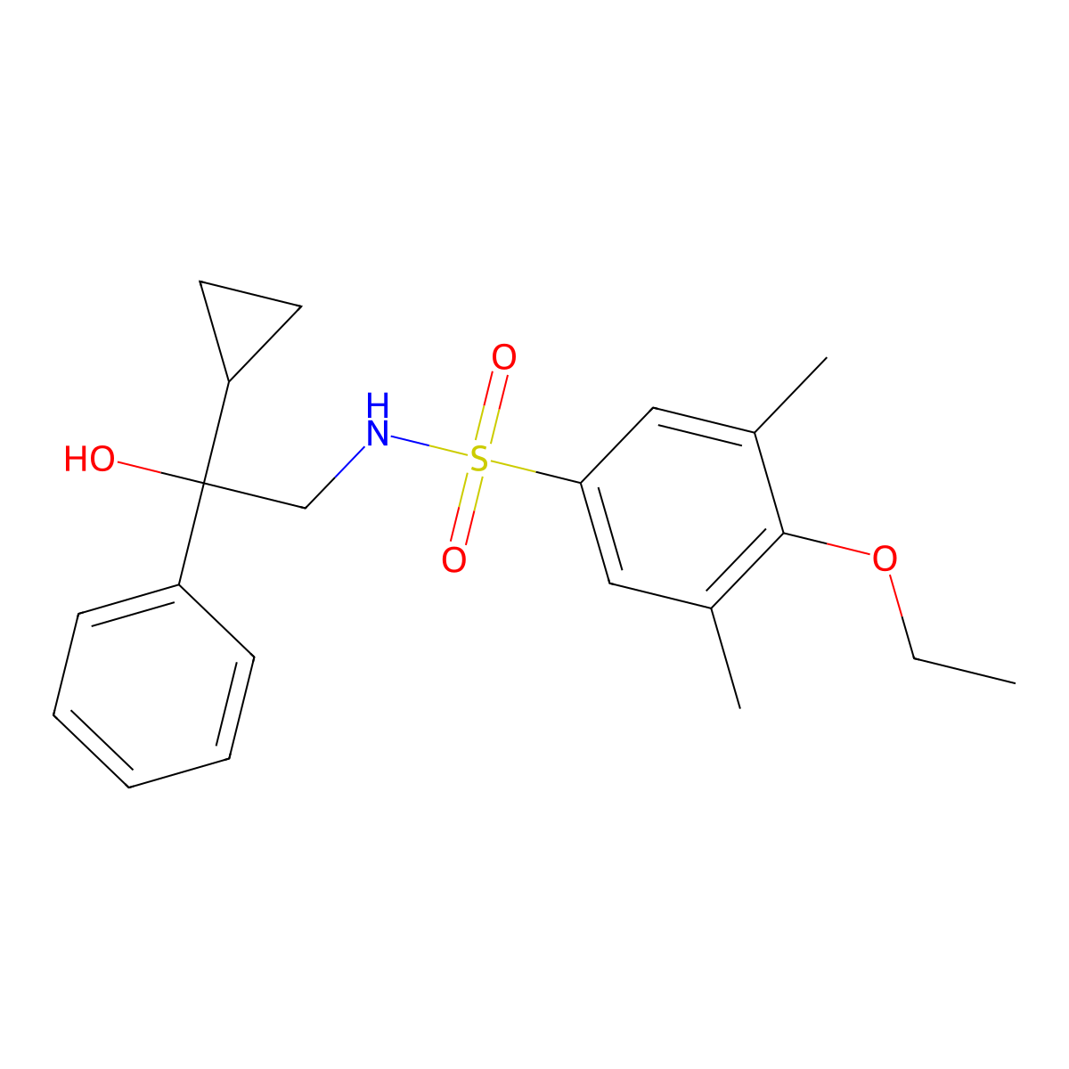 N-(2-cyclopropyl-2-hydroxy-2-phenylethyl)-4-ethoxy-3,5-dimethylbenzenesulfonamide molecular structure, CAS 1421469-35-3