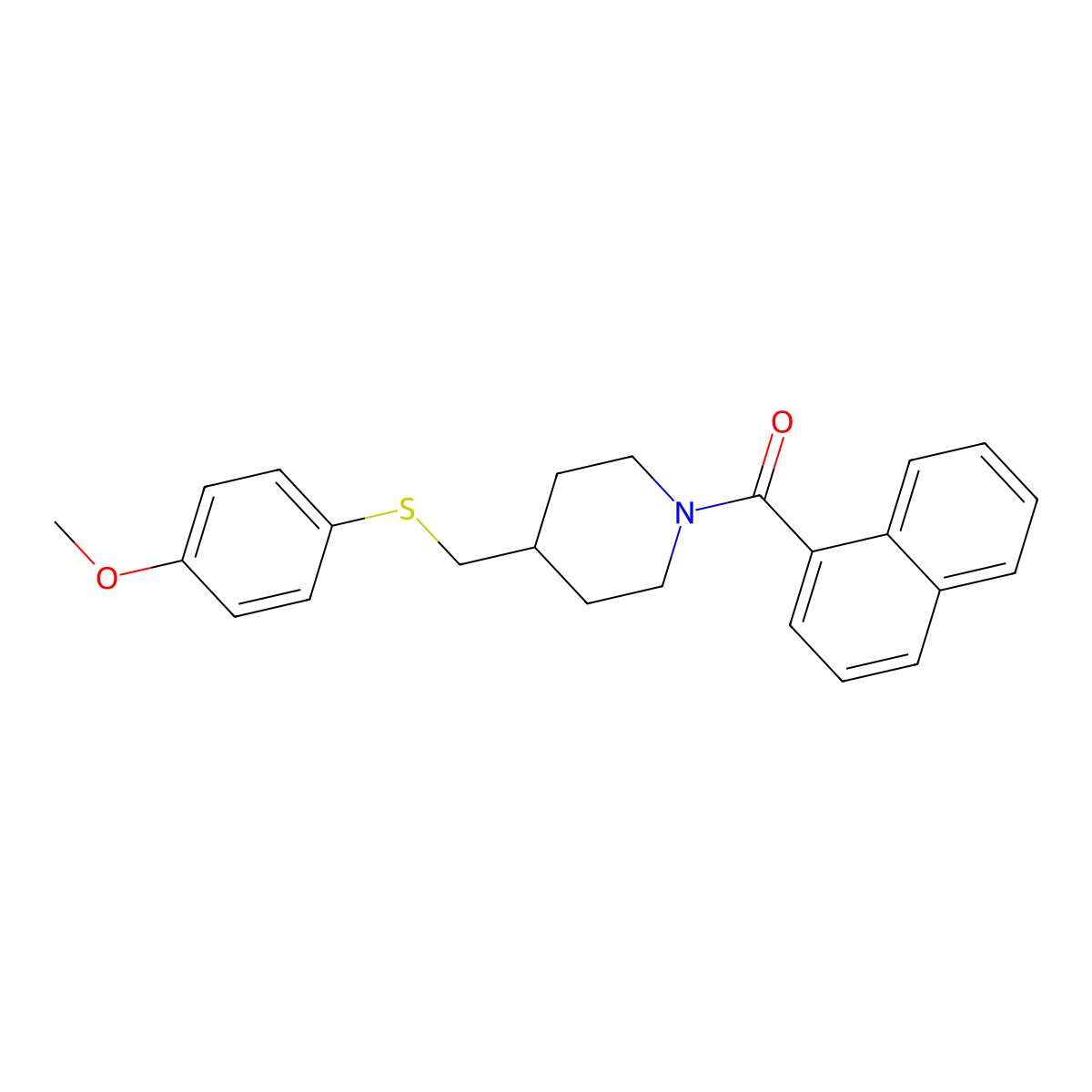 (4-(((4-Methoxyphenyl)thio)methyl)piperidin-1-yl)(naphthalen-1-yl)methanone molecular structure, CAS 1421469-39-7