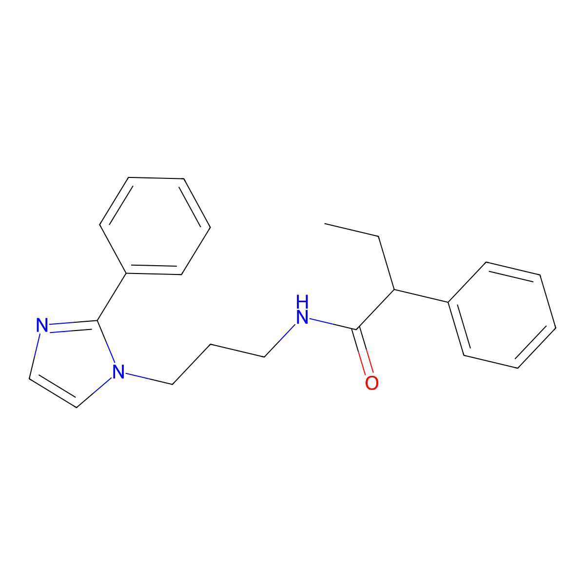 2-phenyl-N-(3-(2-phenyl-1H-imidazol-1-yl)propyl)butanamide molecular structure, CAS 1421469-56-8