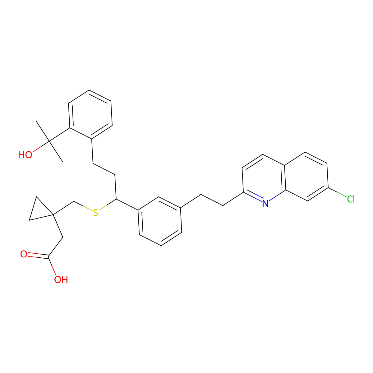 Dihydro montelukast molecular structure, CAS 142147-67-9