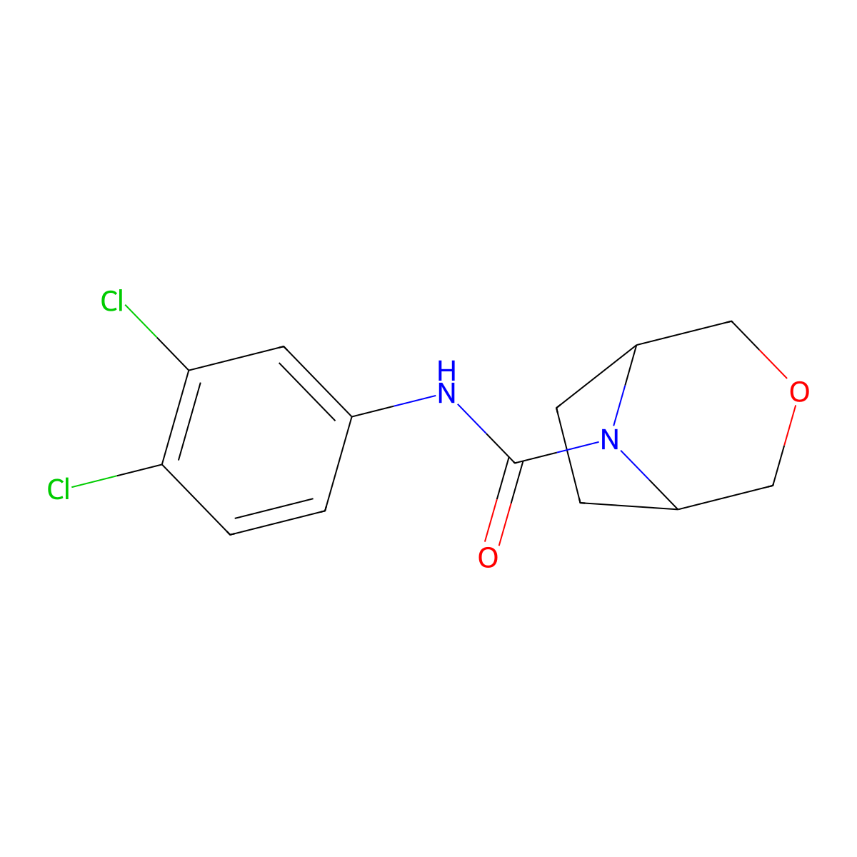 N-(3,4-Dichlorophenyl)-3-oxa-8-azabicyclo[3.2.1]octane-8-carboxamide molecular structure, CAS 1421471-77-3