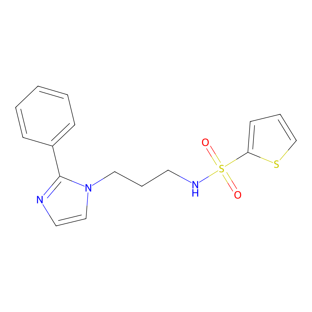 N-(3-(2-phenyl-1H-imidazol-1-yl)propyl)thiophene-2-sulfonamide molecular structure, CAS 1421471-82-0