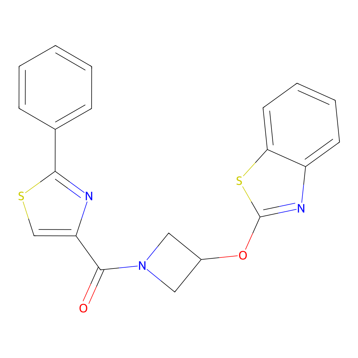 (3-(Benzo[d]thiazol-2-yloxy)azetidin-1-yl)(2-phenylthiazol-4-yl)methanone molecular structure, CAS 1421471-83-1