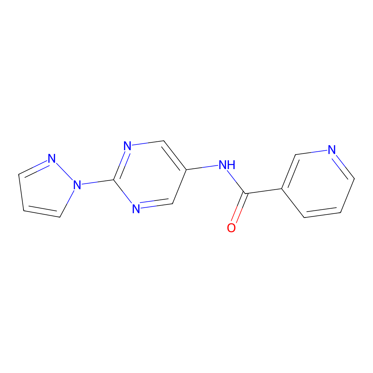 N-(2-(1H-pyrazol-1-yl)pyrimidin-5-yl)nicotinamide molecular structure, CAS 1421471-93-3