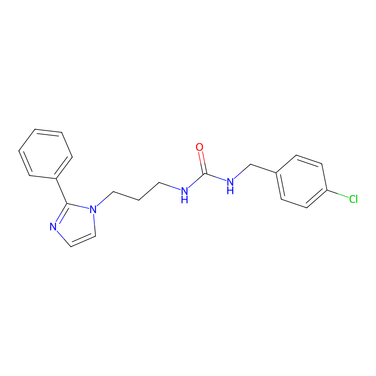 1-(4-chlorobenzyl)-3-(3-(2-phenyl-1H-imidazol-1-yl)propyl)urea molecular structure, CAS 1421472-04-9