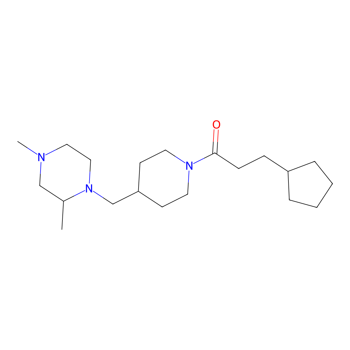 3-Cyclopentyl-1-{4-[(2,4-dimethylpiperazin-1-YL)methyl]piperidin-1-YL}propan-1-one molecular structure, CAS 1421472-15-2